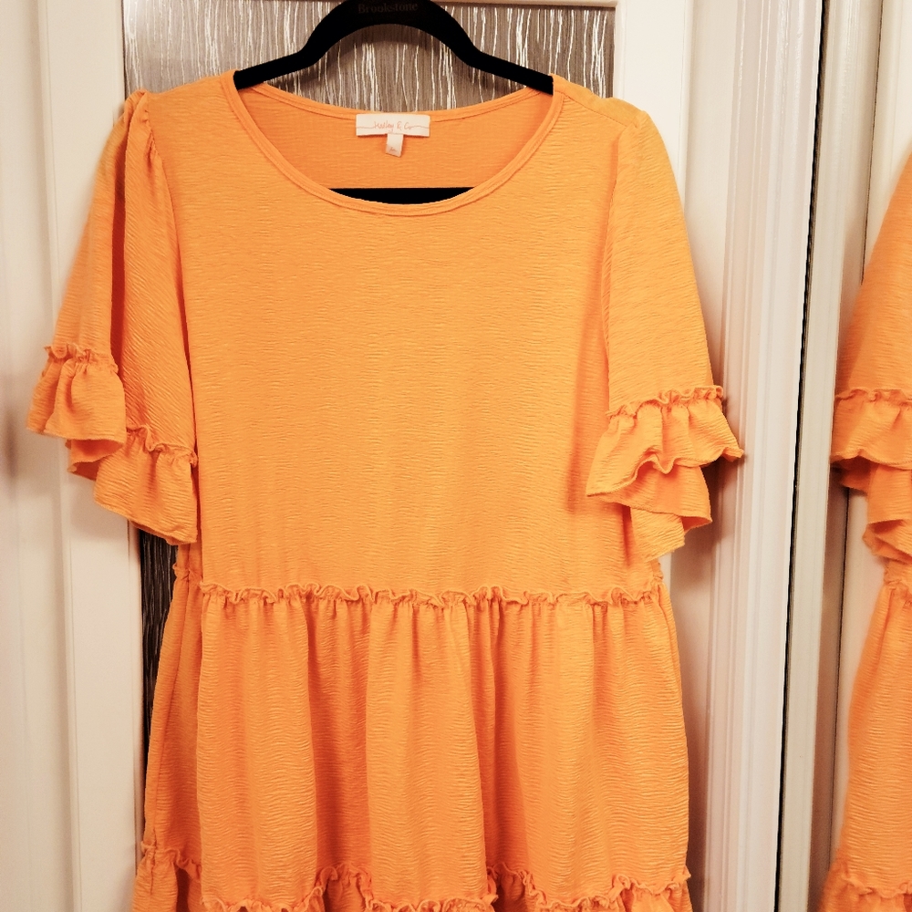 Boutique Babydoll Fit Flowy Orange Top